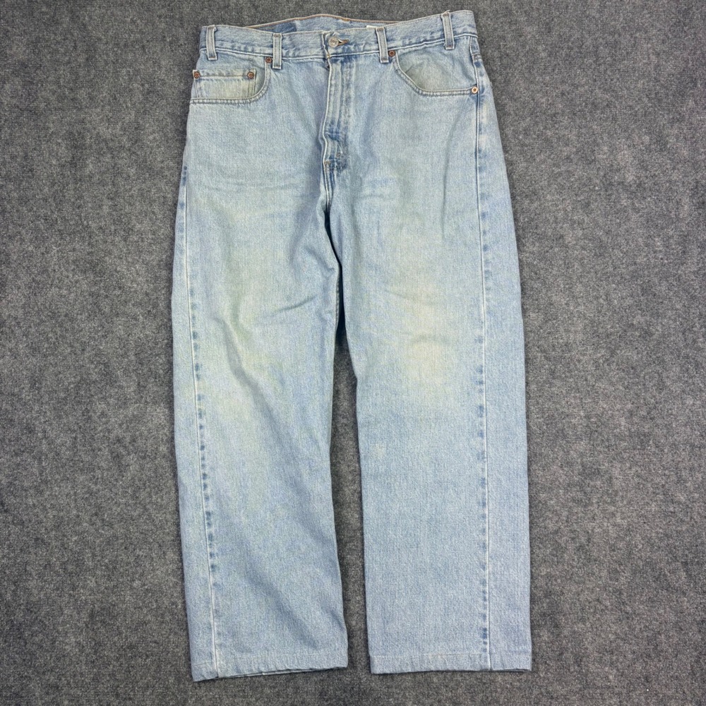Levi's 505 Jeans Mens 36x30 Blue Light Wash Regular Fit Straight Leg Denim 0253